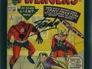 Avengers #2 CGC 3.0 1963 SS Stan Lee Signature Hulk Thor Iron Man E11 117 1 cm
