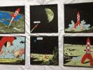 6 Plaques Emaillee Tintin Fusee Lune HERGE / LOMBARD 1985 / 35 X 35 Rare complet