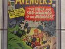 Avengers #3 - CGC 7.0 - The Hulk and Sub-Mariner vs The Avengers  - Marvel 1963