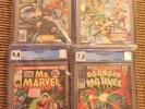 Marvel Super-Heroes Captain Marvel 13 CGC 7.5, Ms. Marvel #1,#2 (9.4), #16 (9.6)