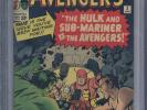 Avengers #3 Vol 1 CGC 7.0 High Grade 1st Hulk Sub-Mariner Team-Up Spider-Man App