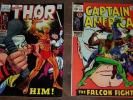 Marvel Comic Thor #165 - Early Warlock  & Captain America # 118 - Early Falcon