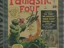Fantastic Four #1 PGX 6.0 FN 1st app. Fantastic Four SS signed by Stan Lee 1961