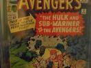 The AVENGERS #3, CGC 4.0 1st HULK & SUB-MARINER TEAM-UP FF, X-MEN & SPIDER-MAN