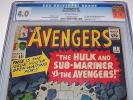 CGC 4.0 the AVENGERS #3 the HULK & Sub-Mariner from Jan 1964 with O-W Pages