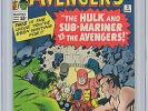 Avengers #3 CGC 9.0 OW 1st Hulk/Sub-Mariner Team-Up Kirby Marvel Silver Age