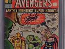 RARE AVENGERS #1 (Sep. 1963) CGC 5.0 WHITE PAGES SS Signed Stan Lee UK Edition
