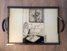 Rare plateau Tintin le lotus bleu en verre & bois