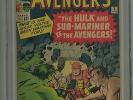 Avengers #3 (CGC 4.0) C-O/W pgs; Hulk/Sub-Mariner team-up vs. Avengers (c#18954)