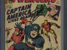 AVENGERS #4 CGC SS 3.0 THE FIRST SILVER AGE CAPTAIN AMERICA SIGNED BY STAN LEE