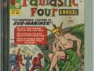 Fantastic Four Annual #1 CBCS 4.0 OW/WP Origin Sub-Mariner & early Spider-Man Ap