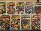 CAPTAIN MARVEL (Lot of 9) #50-55 #57-59 Marvel Comics Bronze Age (C44)