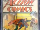ACTION COMICS # 7 CGC 4.0 (R) DC - 2nd SUPERMAN Cover - Joe Shuster Art - 1938