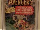 The Avengers 3 Jack Kirby CGC 4.0 Off-White Pages Hulk & Sub-Mariner 1964 Marvel