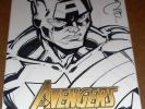 Todd Nauck Original Captain America Sketch SIGNED Avengers #1 Blank Marvel Cap