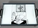 Tintin - Hergé -  LE LOTUS BLEU PLATEAU REPAS EN VERRE & BOIS * Axis
